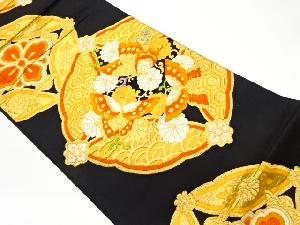 リサイクル　華紋に蝶・菊・古典柄模様織出し袋帯